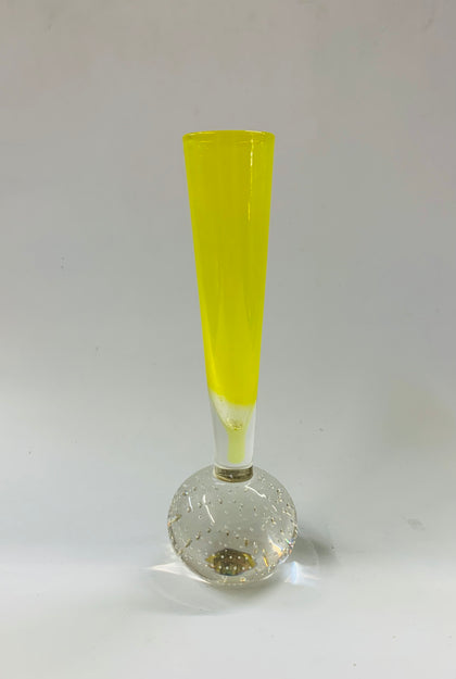 Yellow bubble base bud vase