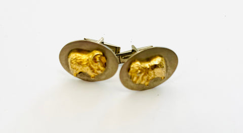 Vintage Set of Cufflinks Oval base with Gold Ram