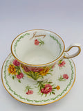 Queens China Carnation  January cup and saucer