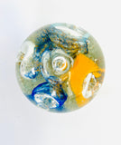 Artistic Bubble Paperweight with Orange and Blue Swirls