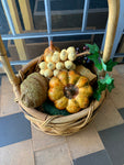 Vintage cane basket of produce