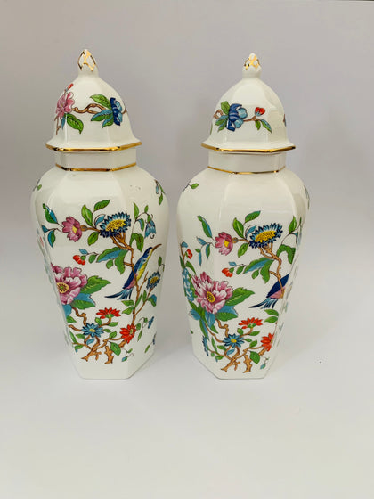 Pair of Aynsley Pembroke lidded vases