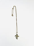 Silver Necklace with Cross Shaped Pendant with Pearl Center