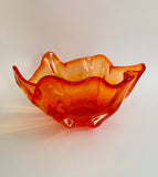 Large heavy orange Midcentury Art glass bowl