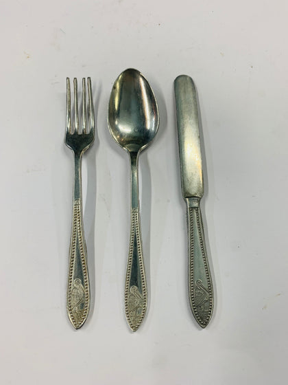 Vintage child’s aluminum cutlery 3 piece set