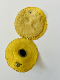 Miniature Novelty Yellow Sunhat Sewing Kit with Purple flowers on brim