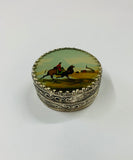 Silver plated pill box with camel scene on the lid