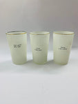 Novelty glass tumbler set in wire carry basket