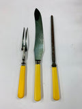 Antique 3 piece bone handled carving set