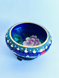 Cloisonné Blue Bowl with Wooden Stand