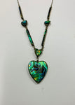 Antique sterling silver and Paua heart necklace