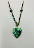 Antique sterling silver and Paua heart necklace