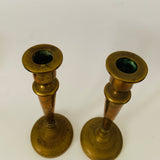 Solid pair of brass column Candlesticks