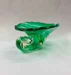 Hand blown green Art glass bowl