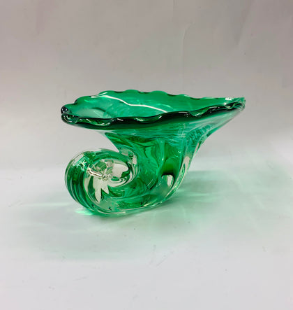 Hand blown green Art glass bowl