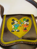 Brown Leather Disney Bag with Mickey and Minnie Mouse