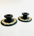 Black Wedgwood Pair of Candle Sticks