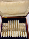 Ornate silver plated and mother of Pearl antique cutlery set