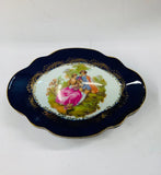 Limoges French cobalt blue jewellery box