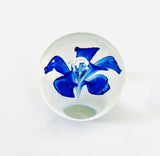 Floating Blue Flower Paperweight with Bubble Center