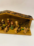 Vintage folk Art hand made wooden nativity set