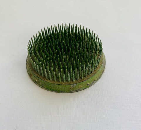 Round Metal Flower Frog with Green Tinge