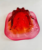 Midcentury Art glass red and pink bowl