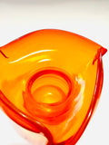 Midcentury Orange Three Pinched Points Art Glass Vase