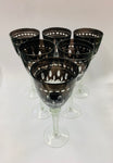 Set of 6 large Bohemian Crystal purple wine glasses