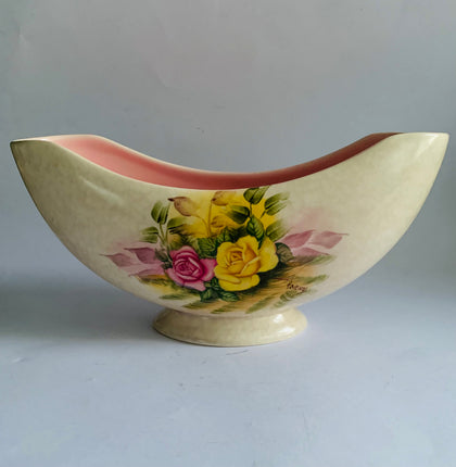 Crown Devon hand painted roses vase