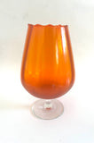 Orange Goblet Shaped Vase with Twisted Clear Base