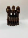 Wooden hear no evil, see no evil, speak no evil monkeys