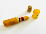 Yellow Bakelite Needle Case with Thimble and Cotton Reel