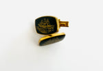 Vintage Set of Cufflinks Rectangular in Shape with black Enamel and Sailing Ship