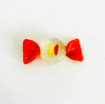 Vintage Glass Lolly with Orange ends Clear center and Yellow and Orange lines