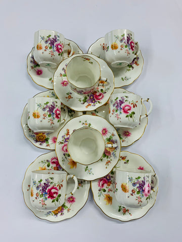 Set 8 Royal Crown Derby Posies coffee cups and saucers