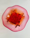 Midcentury Art glass red and pink bowl