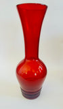Cranberry Red Vase with Three Rings at the Base