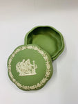 Green Wedgwood round jewellery box