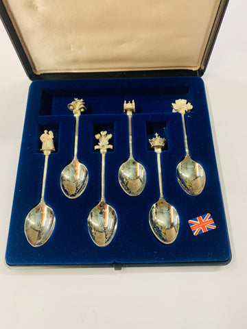 Set of 6 silver plated Royal Wedding spoons