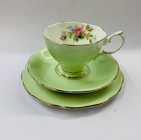 Royal Albert pale green roses trio