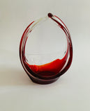 Art glass red and clear Midcentury basket