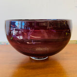 Large hand blown maroon colour Art  Glass bowl