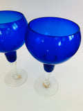 Art Glass Pair of Colbalt Blue Wine Shaped Vases