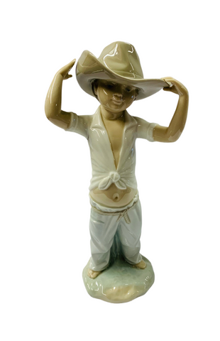 Nao by Lladro Boy in Cowboy hat