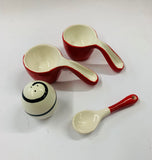 Novelty Midcentury salt and pepper and egg cup set