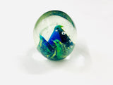 Clear Paperweight with Blue Green and Yellow Coral Like Swirls