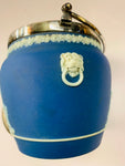 Dark blue Wedgwood biscuit barrel