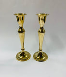 Solid brass pair of tapered candlesticks