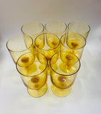 Set of 8 retro Amber glass wine glasses